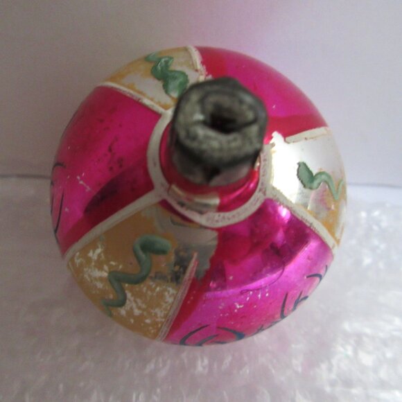 3 Hand Painted Blown Glass Christmas Ornaments Poland Pink Silver Vintage - Picture 12 of 16